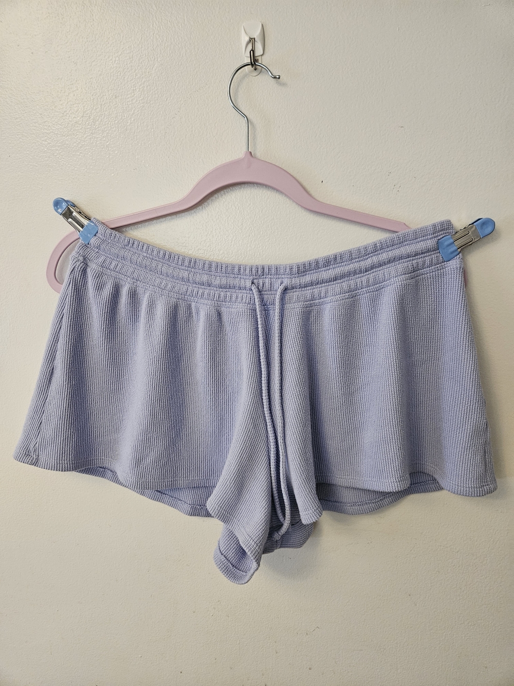Cozy Waffle Knit Lounge Shorts in Light Lavender